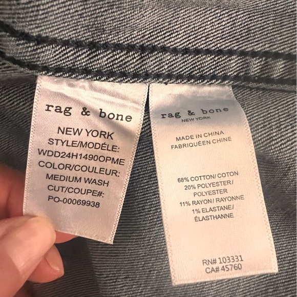 NWT Rag & Bone Medium Wash Jayde Shirt Jacket Size Small Blue - Picture 3 of 10